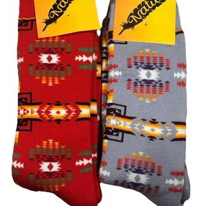 Nativo Southwest Aztec Native American Style Crew Socks OSFA Set of 2